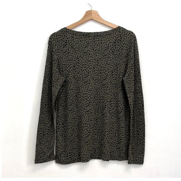 Rails Colby Linen-Blend Scoop Neck Long Sleeve Tee Olive Mini Spotted - Small - Picture 3 of 10